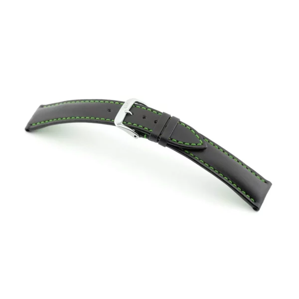 RIOS1931 Smart - Uhrenarmband aus Rindsleder (44) - Schwarz/Apfelgrün