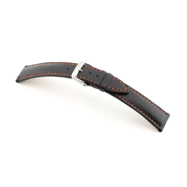 RIOS1931 Smart - Uhrenarmband aus Rindsleder (44) - Schwarz/Orange