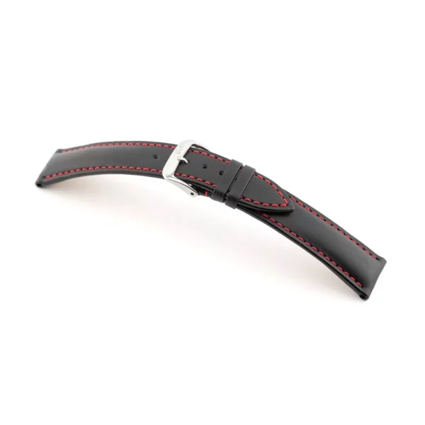 RIOS1931 Smart - Uhrenarmband aus Rindsleder (44) - Schwarz/Rot