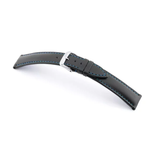 RIOS1931 Smart - Uhrenarmband aus Rindsleder (44) - Schwarz/Royalblau