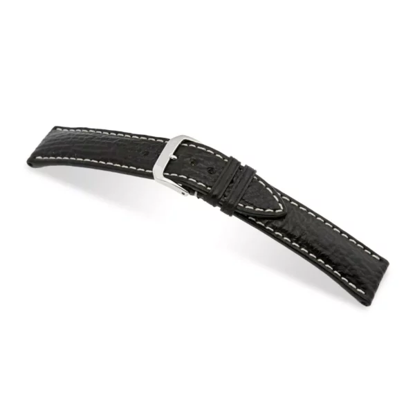 RIOS1931 Wave - Uhrenarmband aus Haifischleder (210) - Schwarz