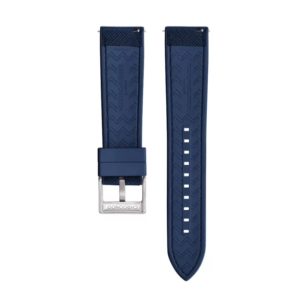 Saffiano Leder / Kautschuk Hybrid Performance Uhrenarmband - Blau – Bild 2