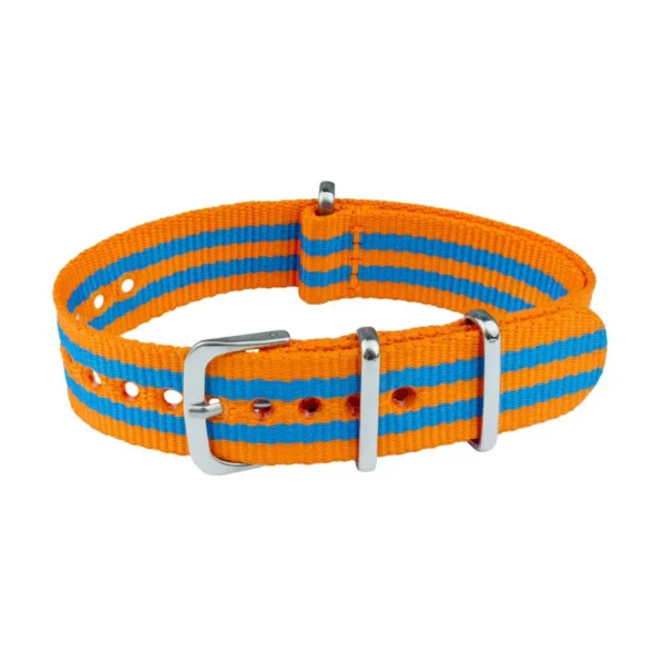 Nylon Uhrenarmband - 5 Streifen - Orange/Blau