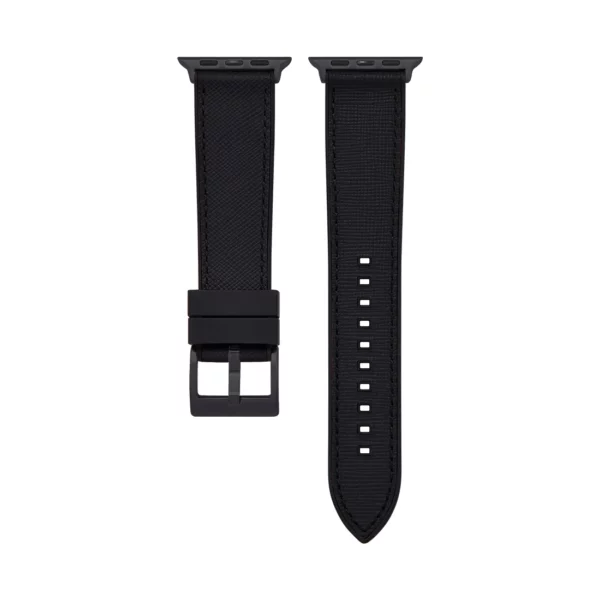 Saffiano Leder / Kautschuk Hybrid Performance Smart Uhrenarmband - Schwarz – Bild 3