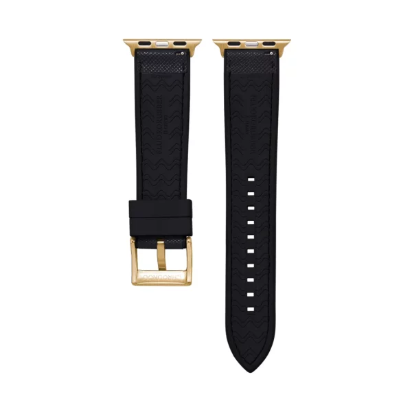Saffiano Leder / Kautschuk Hybrid Performance Smart Uhrenarmband - Schwarz – Bild 6
