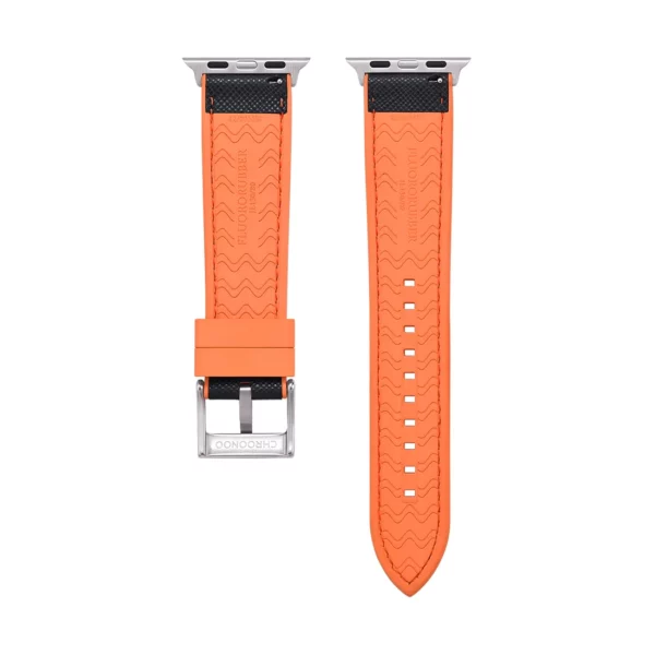 Saffiano Leder / Kautschuk Hybrid Performance Smart Uhrenarmband – Schwarz/Orange – Bild 10