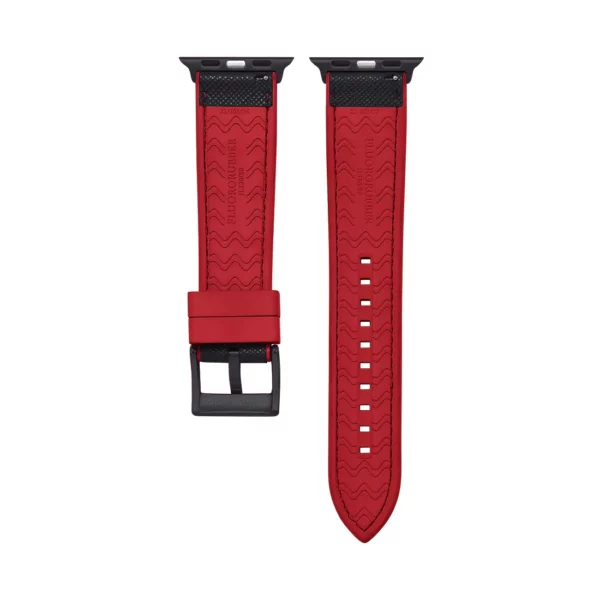 Saffiano Leder / Kautschuk Hybrid Performance Smart Uhrenarmband – Schwarz/Rot – Bild 4