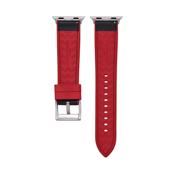Saffiano Leder / Kautschuk Hybrid Performance Smart Uhrenarmband – Schwarz/Rot – Bild 2