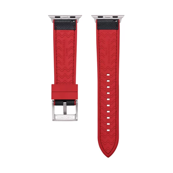 Saffiano Leder / Kautschuk Hybrid Performance Smart Uhrenarmband – Schwarz/Rot – Bild 10