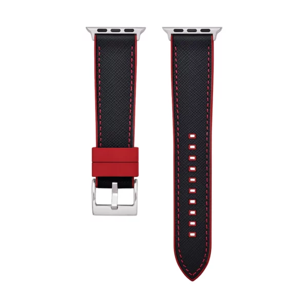 Saffiano Leder / Kautschuk Hybrid Performance Smart Uhrenarmband – Schwarz/Rot – Bild 9