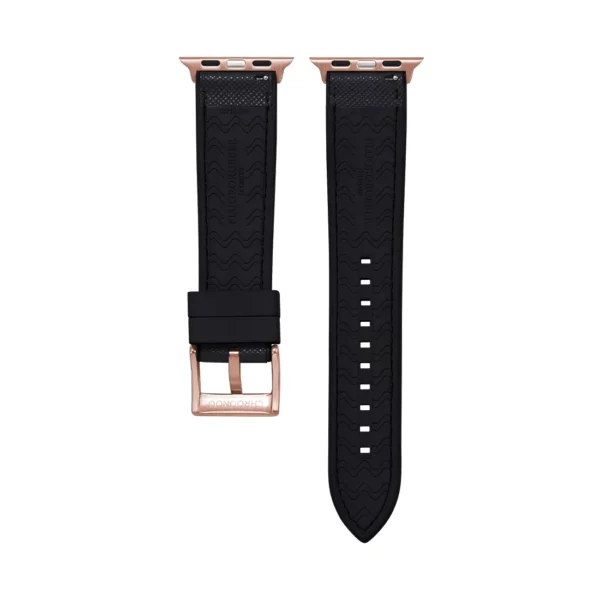 Saffiano Leder / Kautschuk Hybrid Performance Smart Uhrenarmband - Schwarz – Bild 8