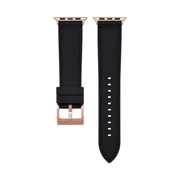 Saffiano Leder / Kautschuk Hybrid Performance Smart Uhrenarmband - Schwarz – Bild 7