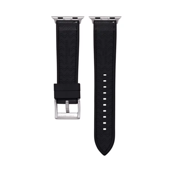Saffiano Leder / Kautschuk Hybrid Performance Smart Uhrenarmband - Schwarz – Bild 2