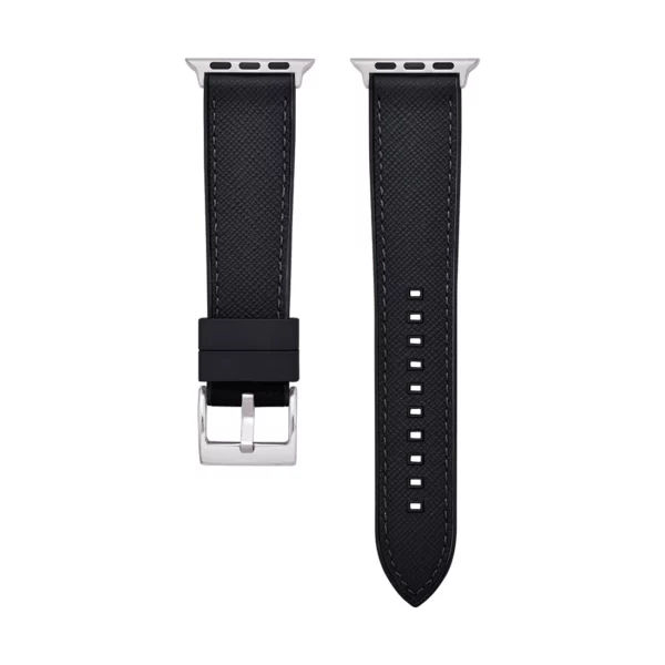 Saffiano Leder / Kautschuk Hybrid Performance Smart Uhrenarmband - Schwarz – Bild 9
