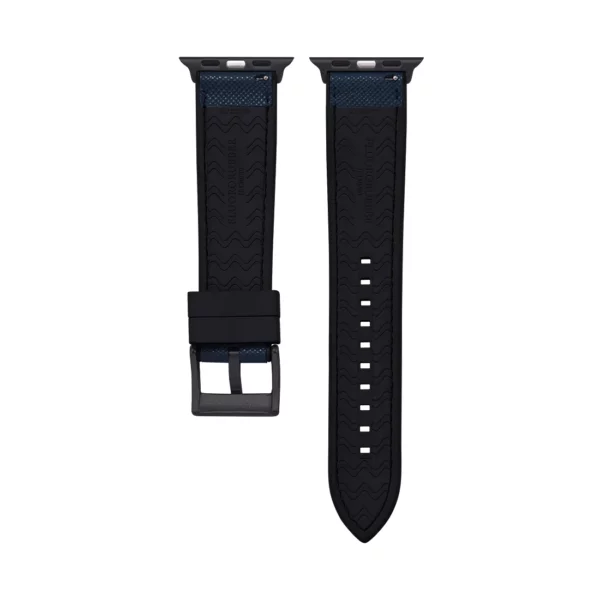 Saffiano Leder / Kautschuk Hybrid Performance Smart Uhrenarmband – Blau/Schwarz – Bild 4