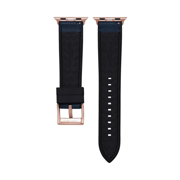 Saffiano Leder / Kautschuk Hybrid Performance Smart Uhrenarmband – Blau/Schwarz – Bild 8