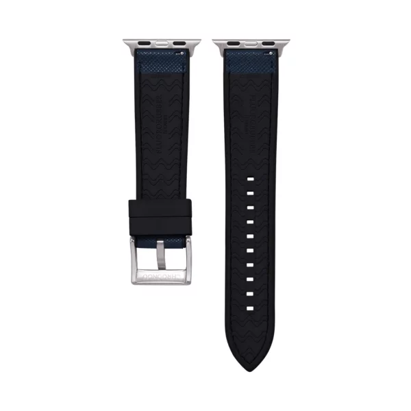 Saffiano Leder / Kautschuk Hybrid Performance Smart Uhrenarmband – Blau/Schwarz – Bild 2