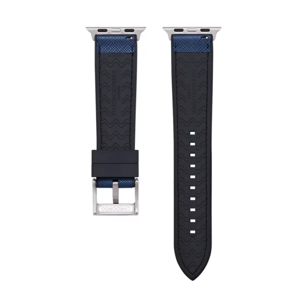 Saffiano Leder / Kautschuk Hybrid Performance Smart Uhrenarmband – Blau/Schwarz – Bild 10
