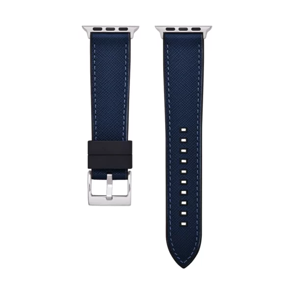 Saffiano Leder / Kautschuk Hybrid Performance Smart Uhrenarmband – Blau/Schwarz – Bild 9