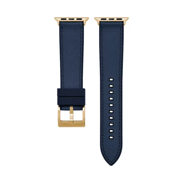 Saffiano Leder / Kautschuk Hybrid Performance Smart Uhrenarmband - Blau – Bild 5