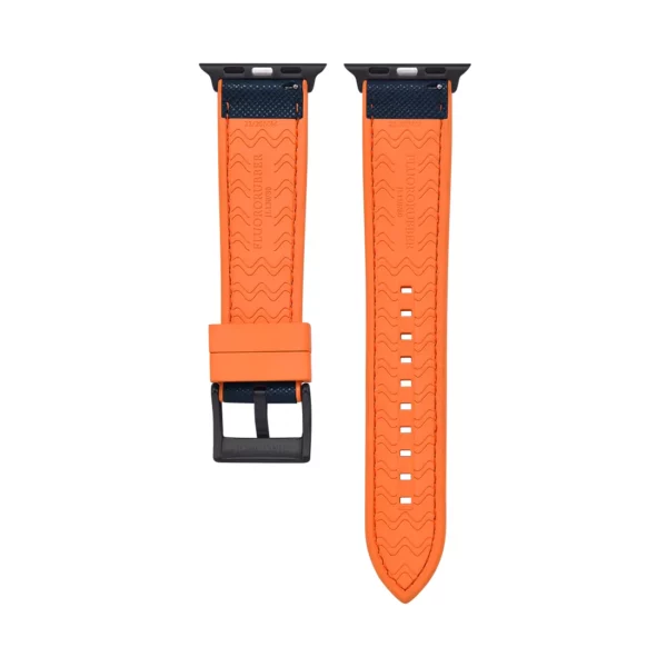 Saffiano Leder / Kautschuk Hybrid Performance Smart Uhrenarmband – Blau/Orange – Bild 4