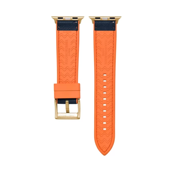 Saffiano Leder / Kautschuk Hybrid Performance Smart Uhrenarmband – Blau/Orange – Bild 6