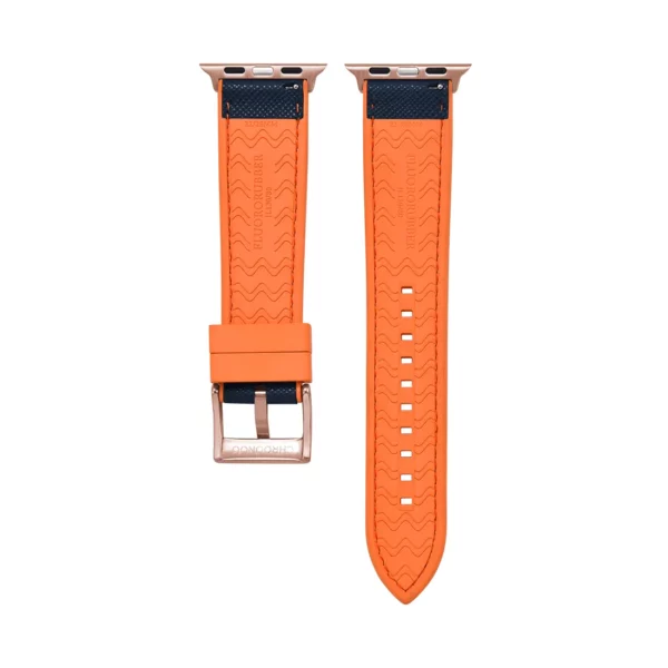 Saffiano Leder / Kautschuk Hybrid Performance Smart Uhrenarmband – Blau/Orange – Bild 8