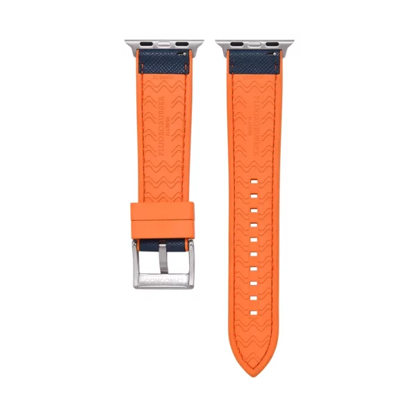 Saffiano Leder / Kautschuk Hybrid Performance Smart Uhrenarmband – Blau/Orange – Bild 2