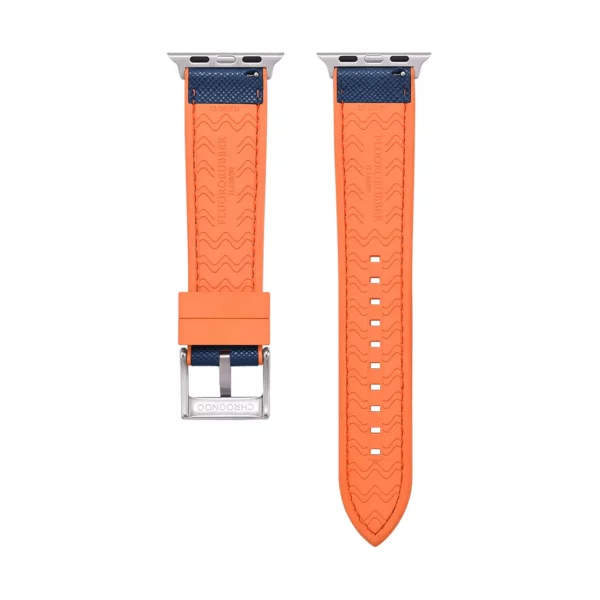 Saffiano Leder / Kautschuk Hybrid Performance Smart Uhrenarmband – Blau/Orange – Bild 10