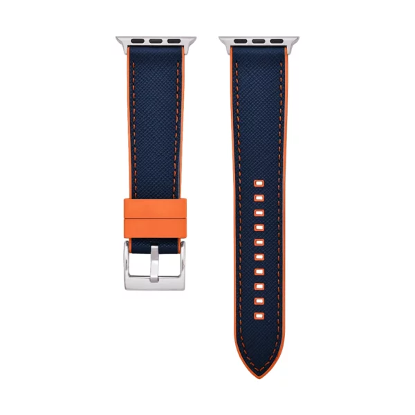 Saffiano Leder / Kautschuk Hybrid Performance Smart Uhrenarmband – Blau/Orange – Bild 9