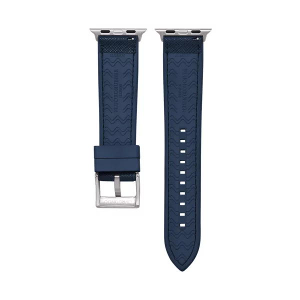 Saffiano Leder / Kautschuk Hybrid Performance Smart Uhrenarmband - Blau – Bild 2