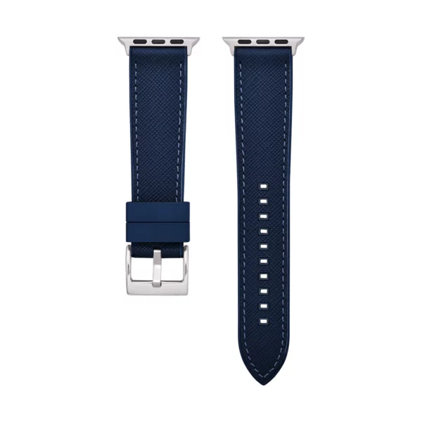 Saffiano Leder / Kautschuk Hybrid Performance Smart Uhrenarmband - Blau – Bild 9