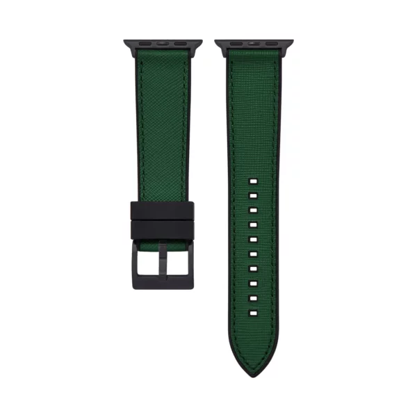 Saffiano Leder / Kautschuk Hybrid Performance Smart Uhrenarmband - Grün/Schwarz – Bild 3