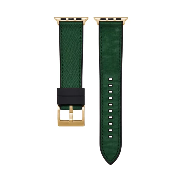 Saffiano Leder / Kautschuk Hybrid Performance Smart Uhrenarmband - Grün/Schwarz – Bild 5