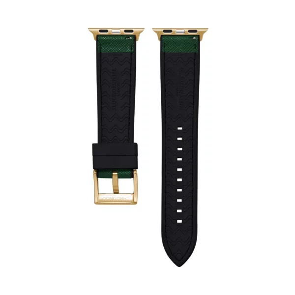 Saffiano Leder / Kautschuk Hybrid Performance Smart Uhrenarmband - Grün/Schwarz – Bild 6