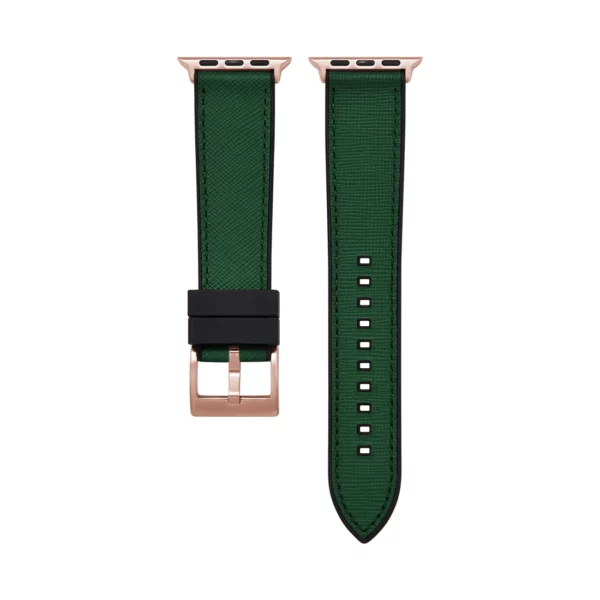 Saffiano Leder / Kautschuk Hybrid Performance Smart Uhrenarmband - Grün/Schwarz – Bild 7