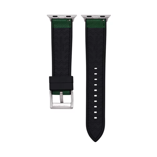 Saffiano Leder / Kautschuk Hybrid Performance Smart Uhrenarmband - Grün/Schwarz – Bild 2