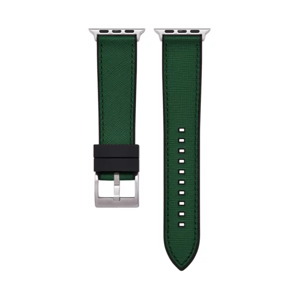 Saffiano Leder / Kautschuk Hybrid Performance Smart Uhrenarmband - Grün/Schwarz