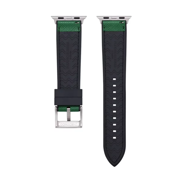 Saffiano Leder / Kautschuk Hybrid Performance Smart Uhrenarmband - Grün/Schwarz – Bild 10