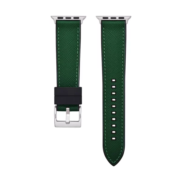 Saffiano Leder / Kautschuk Hybrid Performance Smart Uhrenarmband - Grün/Schwarz – Bild 9