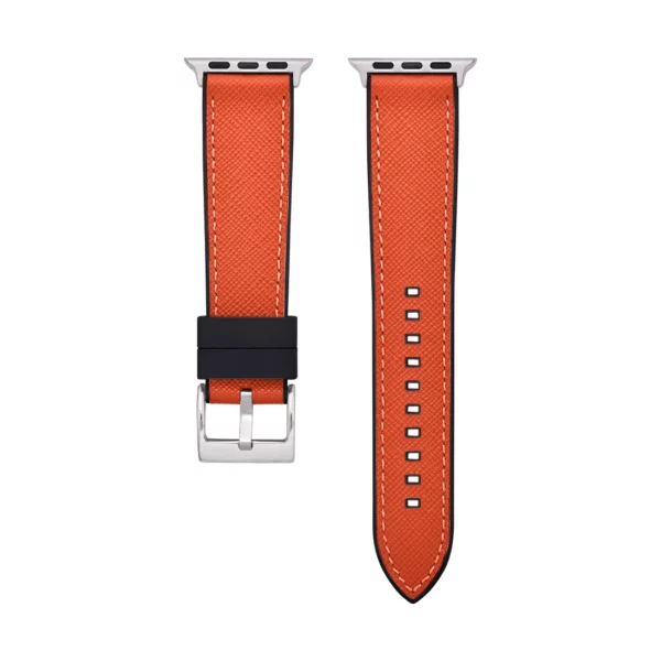 Saffiano Leder / Kautschuk Hybrid Performance Smart Uhrenarmband – Orange/Schwarz – Bild 10