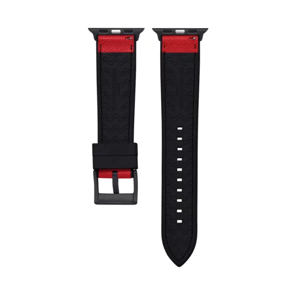 Saffiano Leder / Kautschuk Hybrid Performance Smart Uhrenarmband – Rot/Schwarz – Bild 4