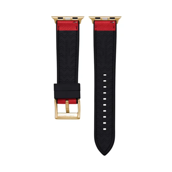 Saffiano Leder / Kautschuk Hybrid Performance Smart Uhrenarmband – Rot/Schwarz – Bild 6