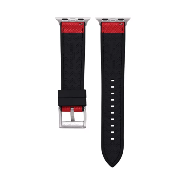Saffiano Leder / Kautschuk Hybrid Performance Smart Uhrenarmband – Rot/Schwarz – Bild 2