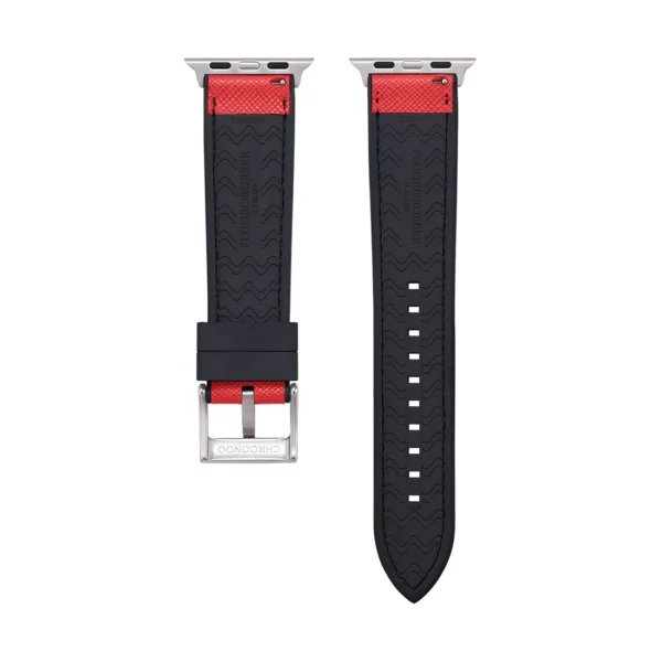 Saffiano Leder / Kautschuk Hybrid Performance Smart Uhrenarmband – Rot/Schwarz – Bild 10