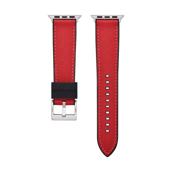 Saffiano Leder / Kautschuk Hybrid Performance Smart Uhrenarmband – Rot/Schwarz – Bild 9