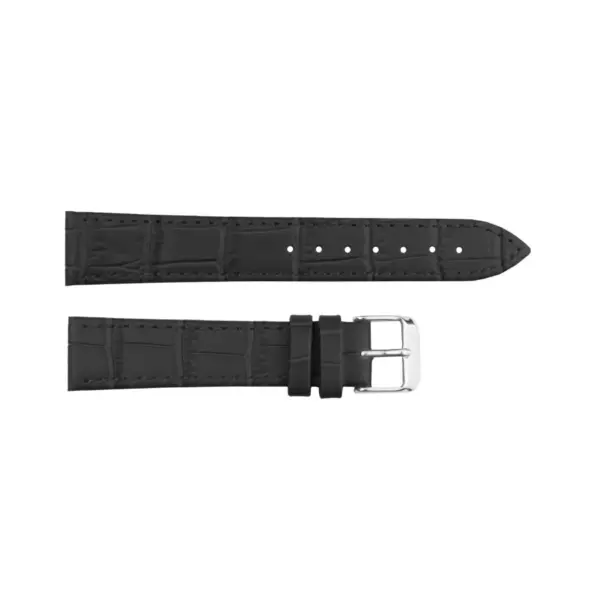 Leder-Uhrenarmband mit Krokoprägung (1304) - Schwarz