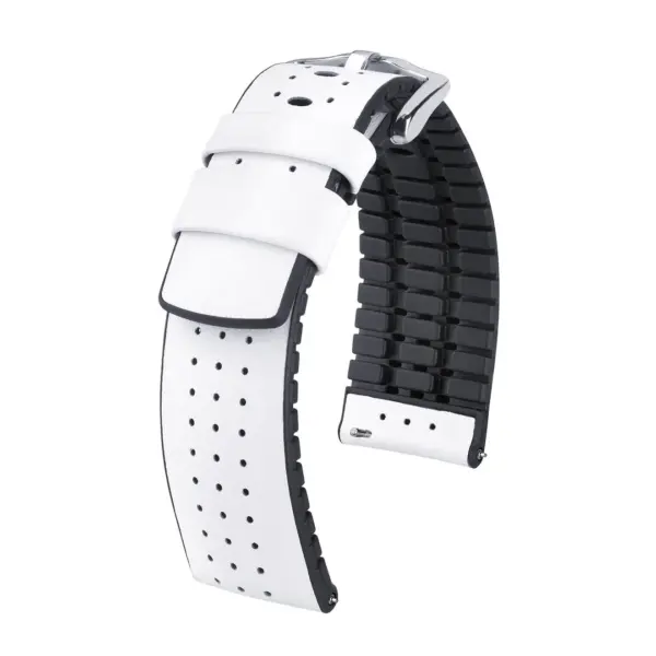 HIRSCH Tiger - Performance-Uhrenarmband aus perforiertem Kalbsleder - Weiß