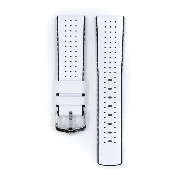 HIRSCH Tiger - Performance-Uhrenarmband aus perforiertem Kalbsleder - Weiß – Bild 2