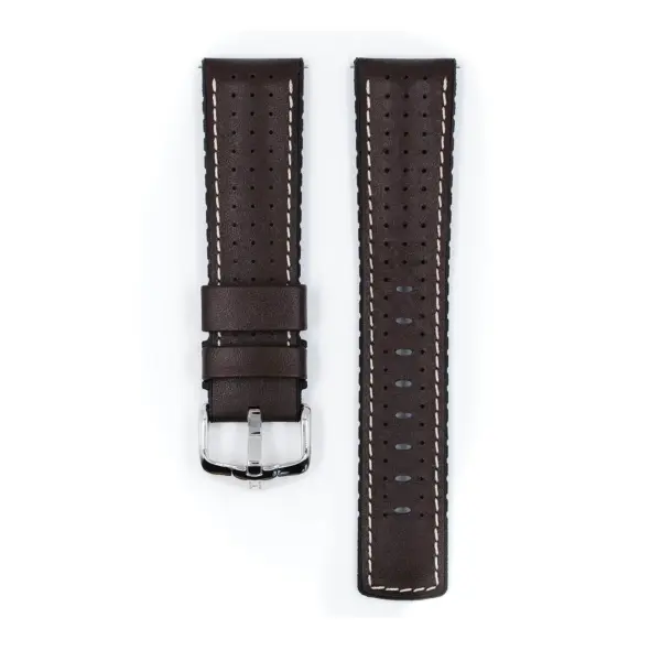 HIRSCH Tiger - Performance-Uhrenarmband aus perforiertem Kalbsleder - Braun – Bild 2